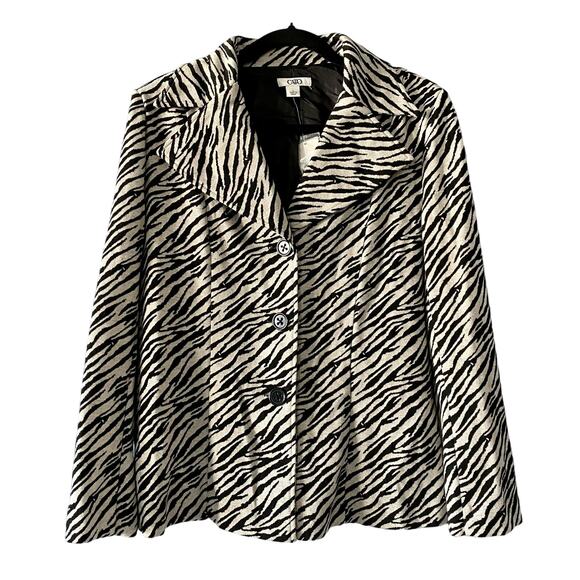 Cato Jacket Blazer Zebra Striped Button Up Animal Print Safari Size Large NWT - Picture 2 of 14